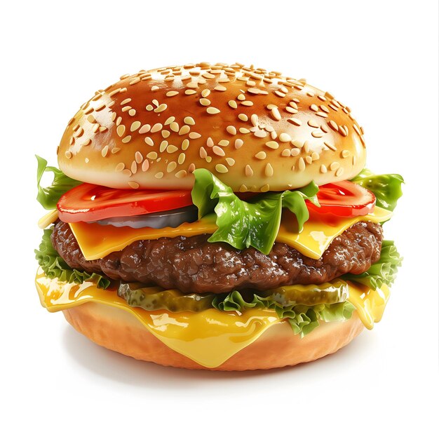 Foto juicy beef burger met sla en tomaten