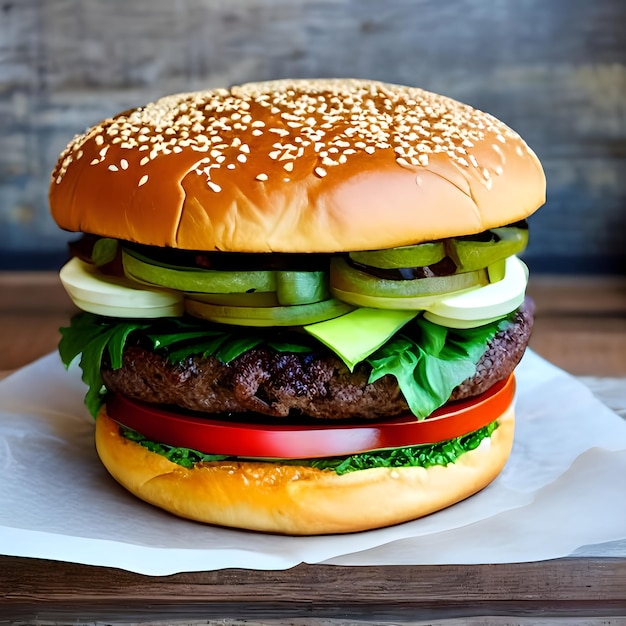Juicy Beef Burger op een Sesambroodje Burgerfotografie Heerlijke Gourmet Burger