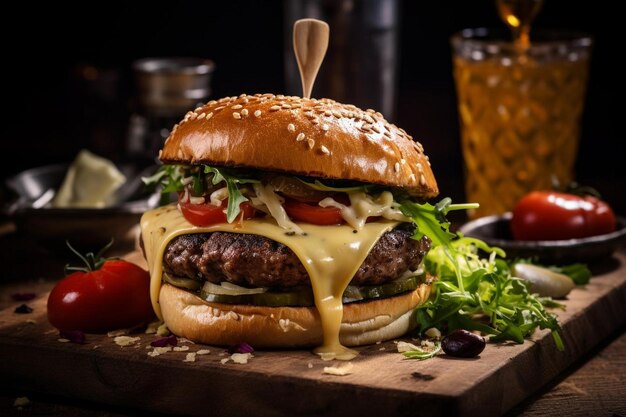 Juicy Beef Burger with Melted Cheese