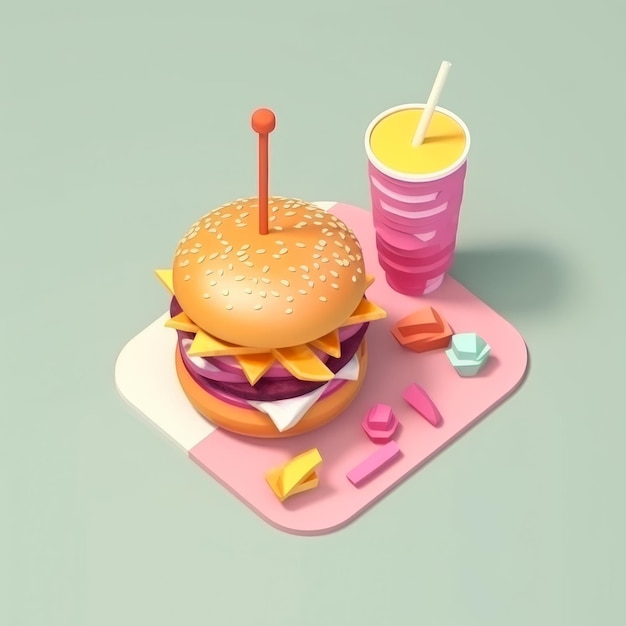 Photo juicy burger d illustration on abstract background