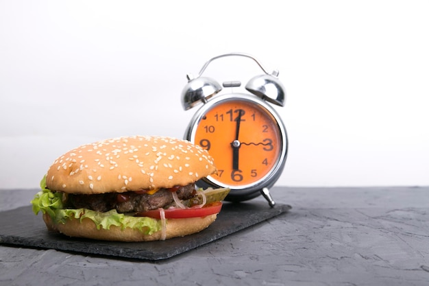 juicy burger on a light background