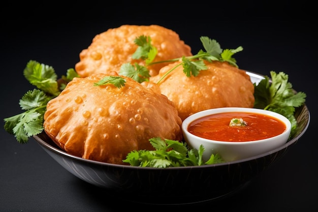 Juicy Chana Kachori Op witte achtergrond Indiase traditionele voedsel kachori pimage