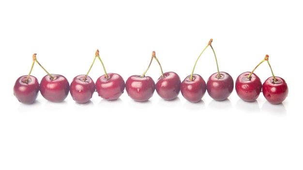 Juicy cherry berry on a white background. fruits and vitamins. 