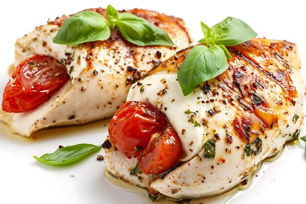 Photo juicy chicken breasts filled with mozzarella