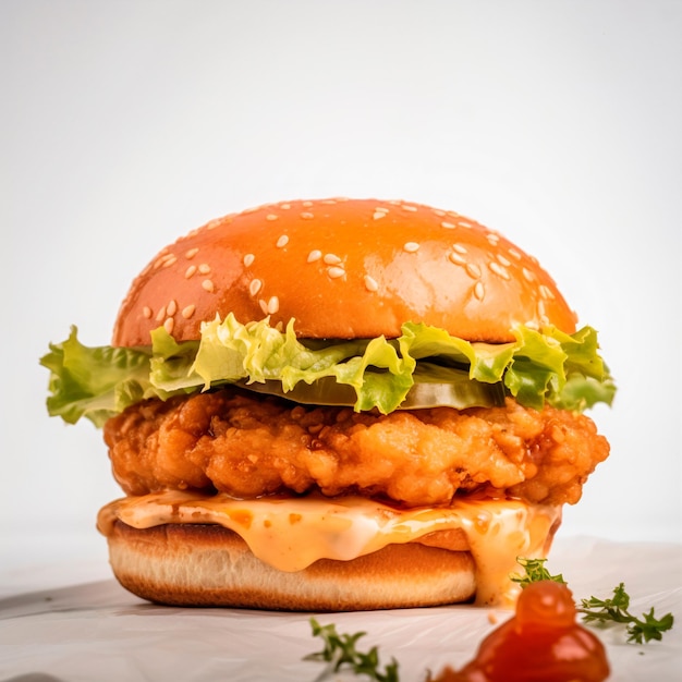 Juicy Chicken Burger on a Sesame Seed Bun