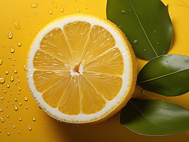 Juicy Citrus Lemon Fruit on a Dark Background with Water Droplets