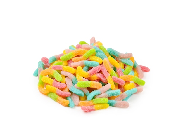 Juicy colorful jelly sweets. Gummy candies. Snakes.