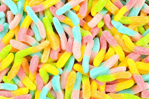 Juicy colorful jelly sweets. gummy candies. snakes