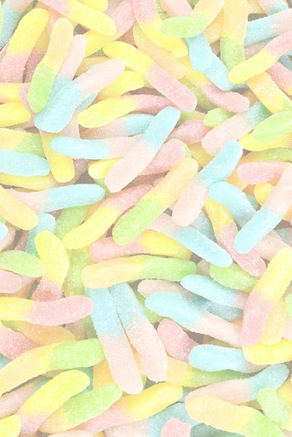 Juicy colorful jelly sweets Gummy candies Snakes