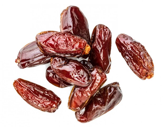 juicy dates on white background