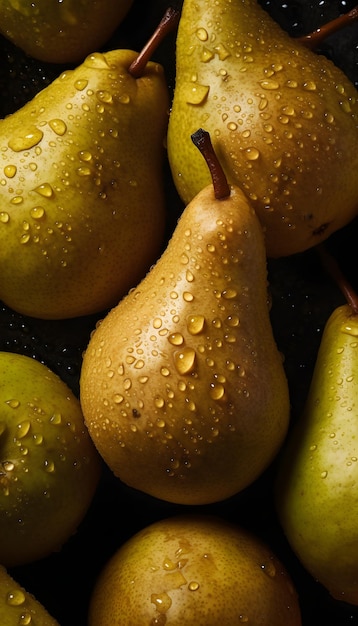 Photo juicy and delicious beautiful pears in closeup
