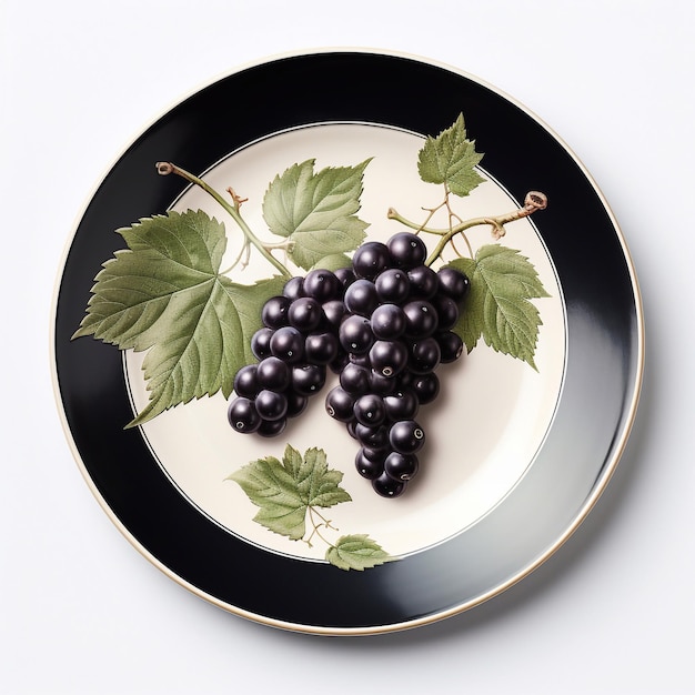 Juicy delicious blackcurrant lies on beautiful plate Ai generated