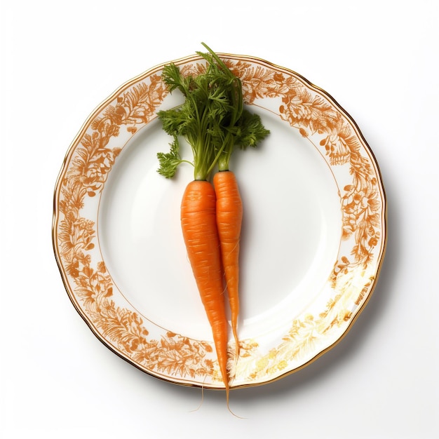 Сочная вкусная морковь лежит на красивой тарелке, созданной Ай.