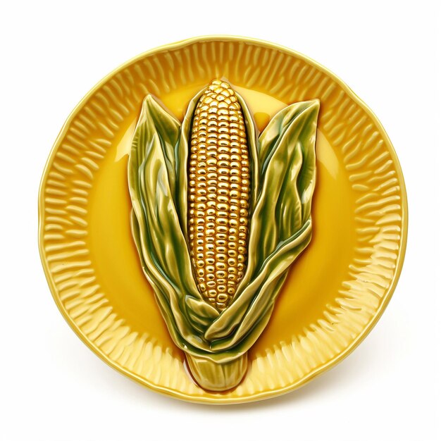 Сочная вкусная кукуруза лежит на красивой тарелке, созданной Ай.