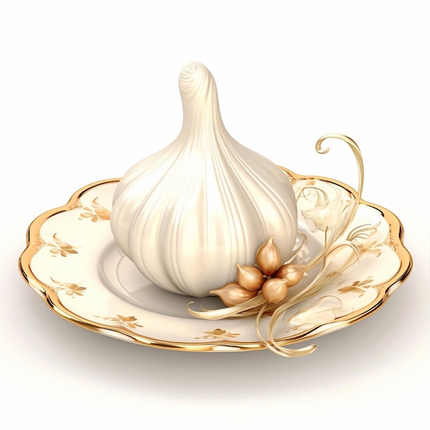 Juicy delicious garlic lies on beautiful plate Ai generated