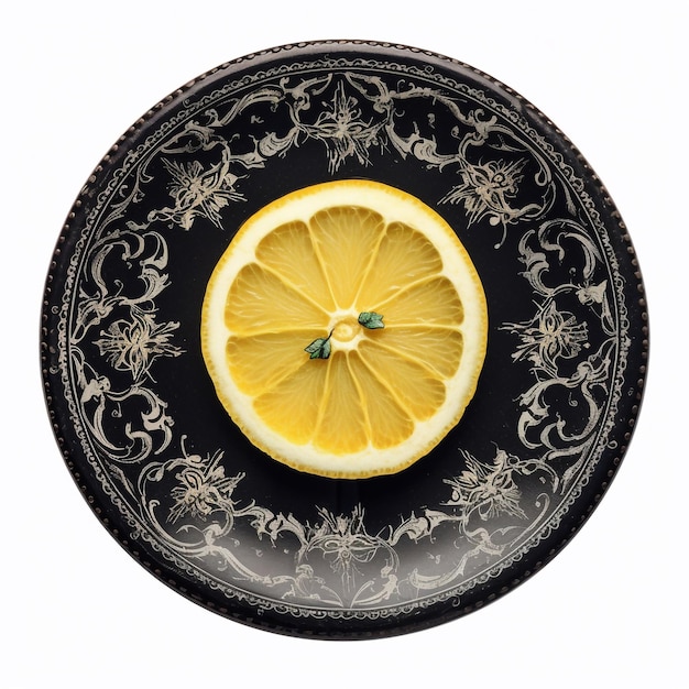 Juicy delicious lemon lies on beautiful plate Ai generated