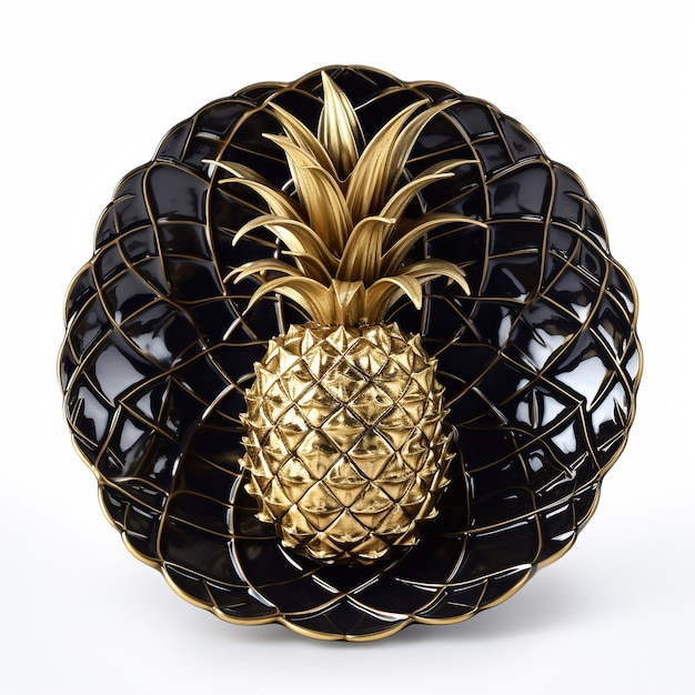 Juicy delicious pineapple lies on beautiful plate Ai generated