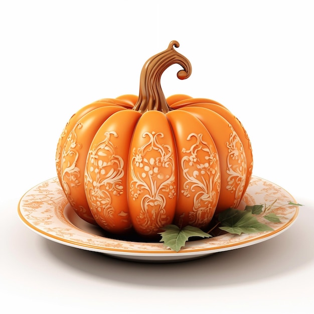 Juicy delicious pumpkin lies on beautiful plate Ai generated