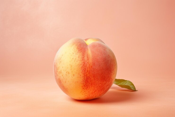 Juicy Delights A Closeup of a Ripe Peach on a Beige Canvas 32 Aspect Ratio