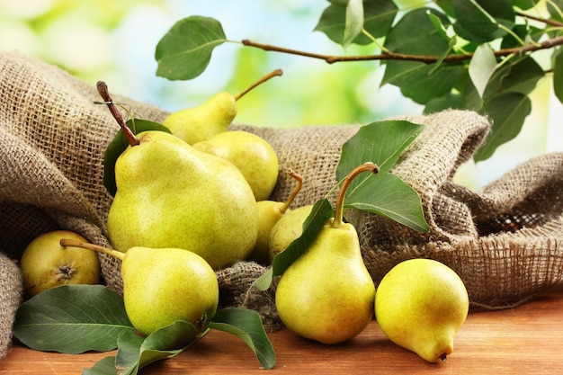 Juicy flavorful pears of nature background