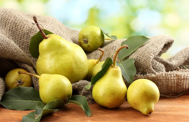 Juicy flavorful pears of nature background