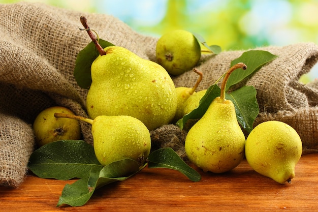 Juicy flavorful pears of nature surface