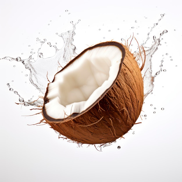 Сочный свежий кокос на белом фоне