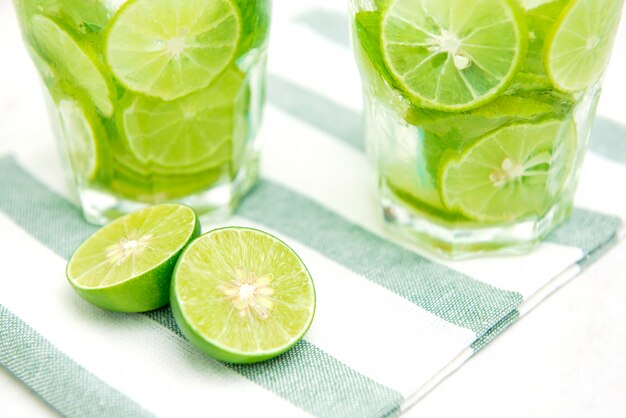 Juicy fresh cut limes for making drinks