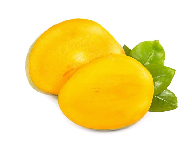 Juicy, fresh exotic fruit mango on a white background