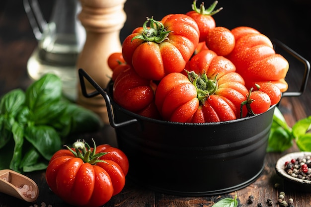 Juicy fresh tomatoes with drops