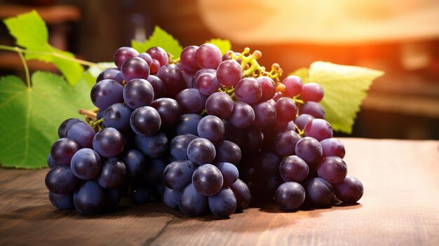 Foto grappolo d'uva succoso, maturo e fresco, un'opzione salutare per uno spuntino