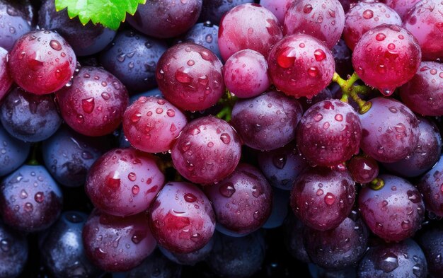 Juicy Grapes with Glistening Water Droplets Generative AI