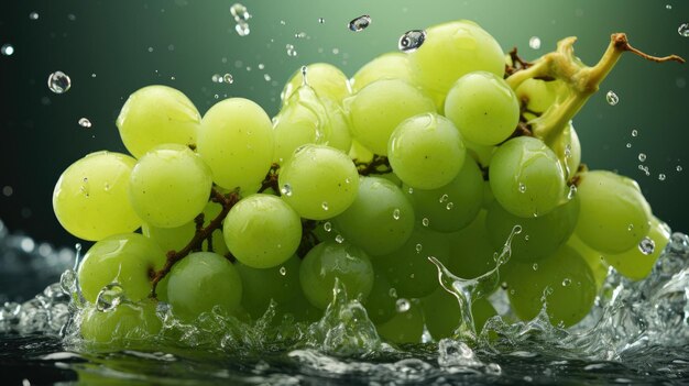 Juicy green grapes Grape juice splash Ripe grapes in water splash creative vector illustration