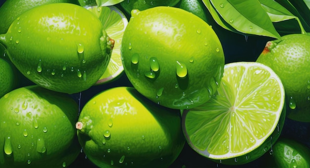 Juicy Green Limes for Fresh and Healthy Tropical Citrus Fruits