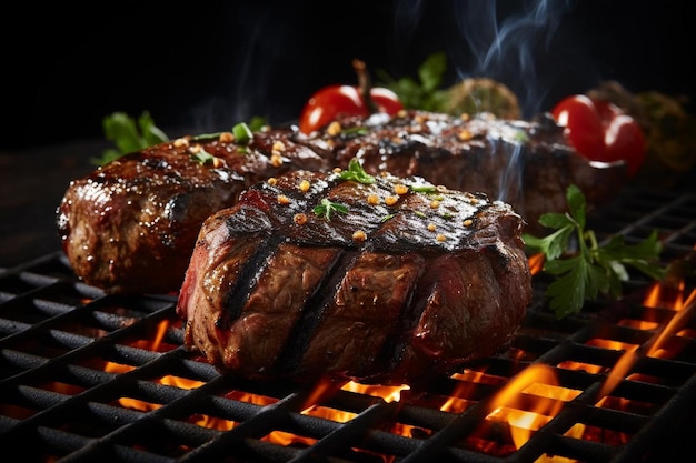 Juicy Grilled Steak on BBQ best BBQ picture photography