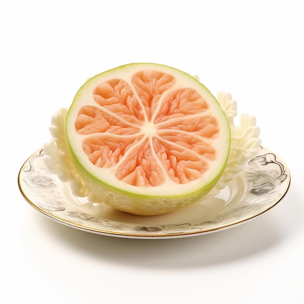 Juicy heerlijke pomelo ligt op een prachtige bord Ai gegenereerd