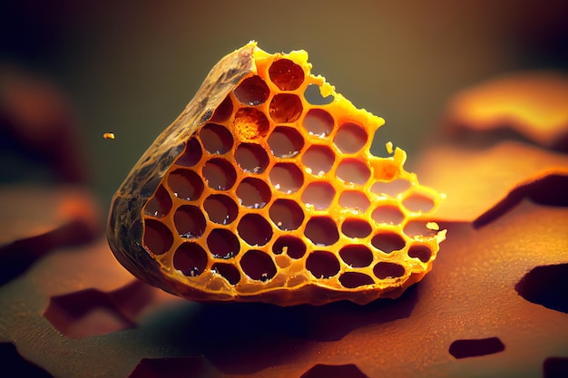 Juicy honeycomb macro shot isolated on white background Generative Ai