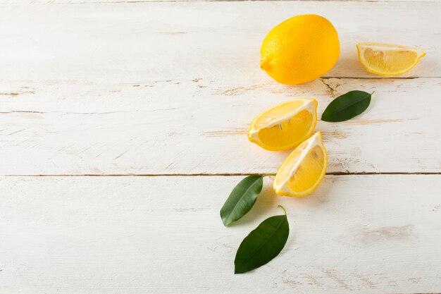 Juicy lemons and lemon slices