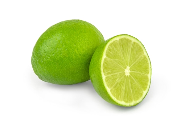 Juicy lime on white surface cutout