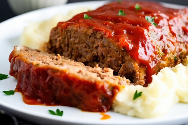 Juicy meatloaf topped with caramelized onions and a savory tomato glaze