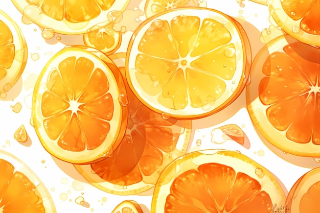 A juicy orange slice anime style