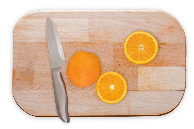 Juicy Orange Tangerine Fruit Isolated White Background halve en volle