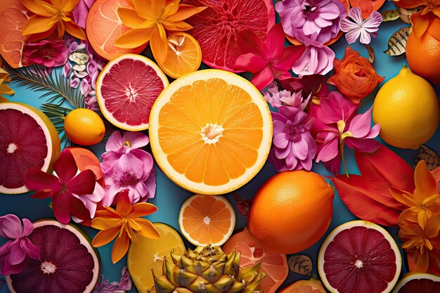 Juicy Paradise Vibrant Tropical Delights in a Summery Flat Lay