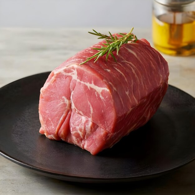 Photo juicy piece of meat on a wooden board