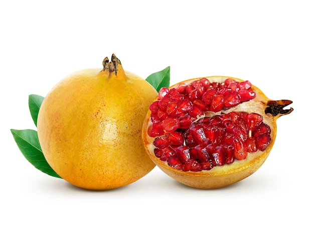 Juicy pomegranate fruit isolated on white background