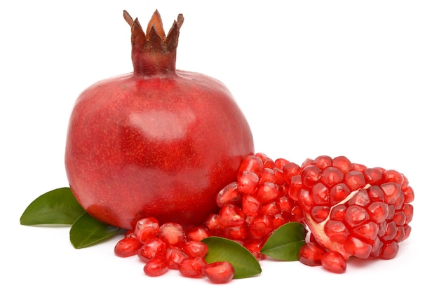 Juicy pomegranate on white background