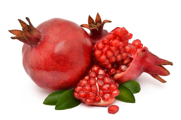 Juicy pomegranate on white surface