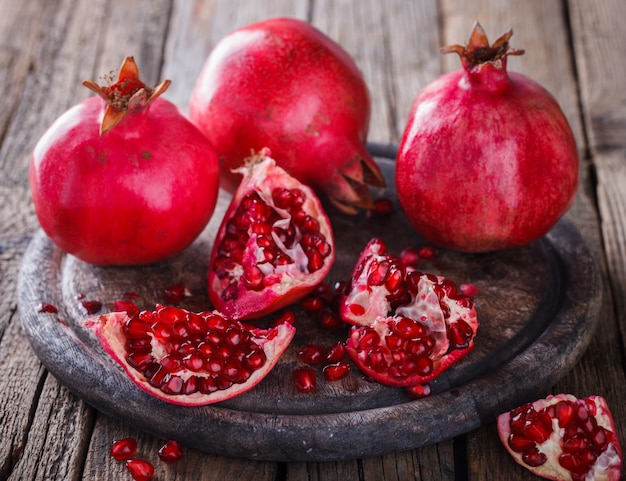 Juicy pomegranates,whole and broken