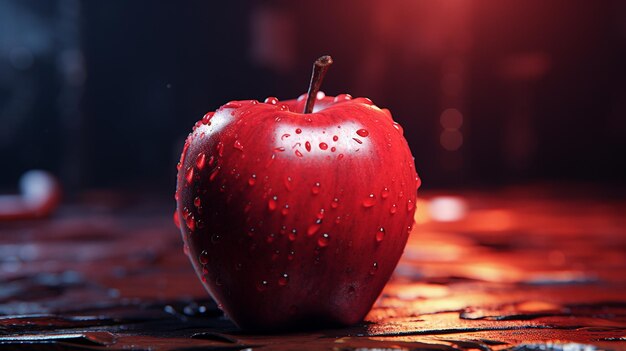 Photo juicy red apple on a black background