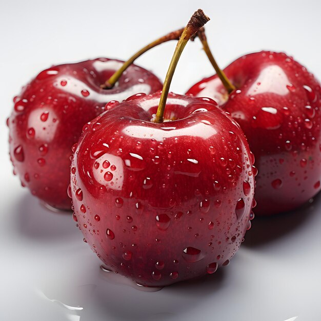 Photo juicy red cherries with wter drops